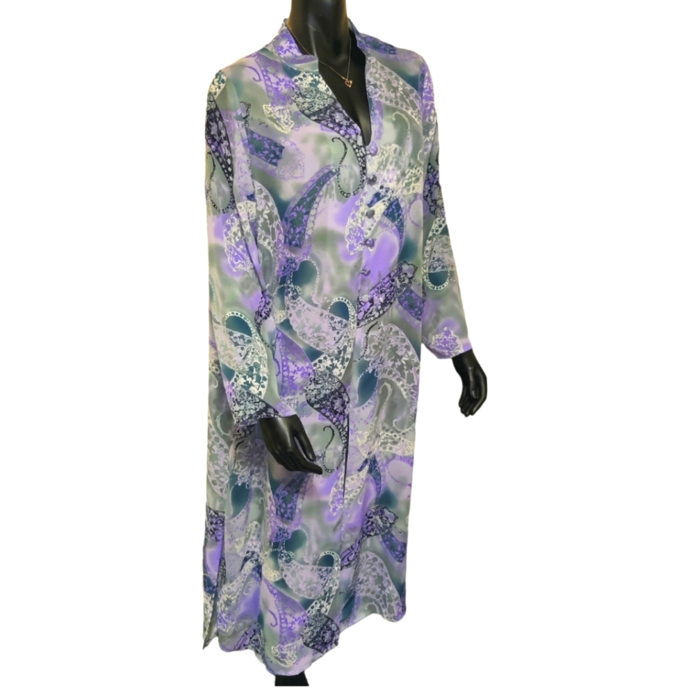 ❤ Soft Focus NWOT Button Front Long Overlay Duster Jacket - Size 18W Side Slits